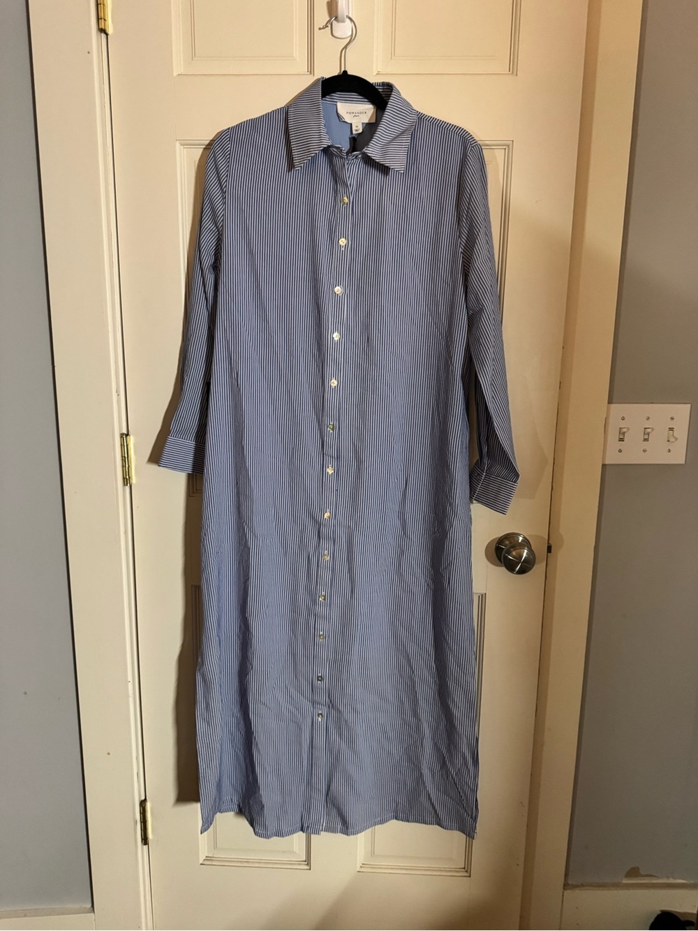 NWT Pomander Place Tuckernuck Griffin Blue Stripe Maxi Dress M